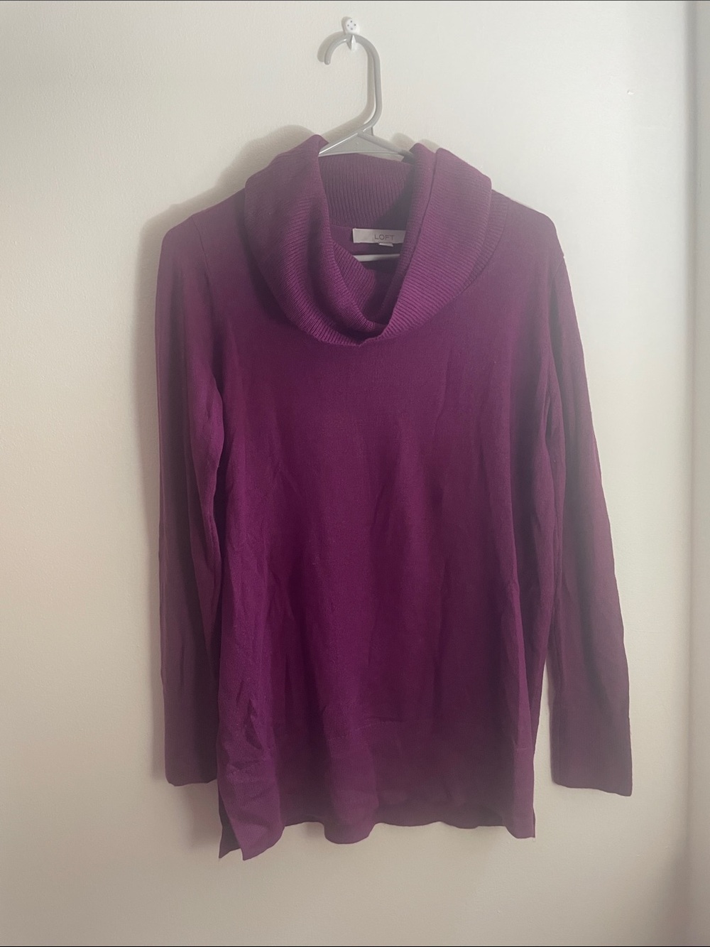 Women's Loft Purple Cowl Neck Sweater